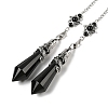 Natural Obsidian Cone Dowsing Pendulum Big Pointed Pendants AJEW-Z041-01C-AS-1