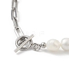Natural Baroque Pearl Beaded Necklace & Bracelet with 304 Stainless Steel Paperclip Chains SJEW-JS01262-14