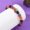 Halloween Natural Black Onyx(Dyed & Heated) & Amethyst & Carnelian Round Beaded Stretch Bracelets for Women BJEW-TA00767-2