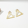 Brass Pave Clear Cubic Zirconia Hollow Triangle Stud Earrings AQ1166-4