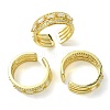 Clear Cubic Zirconia Rectangle Open Cuff Ring RJEW-K243-03G-1
