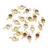 Brass Pave Cubic Zirconia Connector Charms KK-L264-09G-1