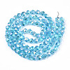 Electroplate Transparent Glass Beads Strands X-EGLA-T019-06G-2