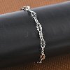 304 Stainless Steel Dapped Chains Bracelets for Women BJEW-D466-08C-P-1