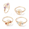 Natural Apatite & Garnet & Amethyst & Citrine Finger Rings RJEW-JR00801-2