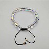 Adjustable Electroplated Faceted Cube Glass Braided Beaded Bracelets for Women Men DM4334-2-1