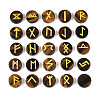 Brass Elder Futhark Alphabet Engraved Symbol Flat Round Natural Tiger Eye Rune Stones G-I373-01L-1