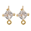 Brass Clear Cubic Zirconia Stud Earrings Finding for Women EJEW-B107-11G-1