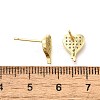 Heart Brass Micro Pave Cubic Zirconia Ear Studs EJEW-D304-35P-3
