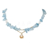 Natural Aquamarine Chips Beads Necklaces & Bracelets Sets for Women SJEW-JS01372-01-4