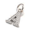 Initial Letter Brass with Cubic Zirconia Charms KK-Q814-26A-P-2