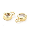 Brass Micro Pave Clear Cubic Zirconia Charms Pendants ZIRC-K086-23G-3