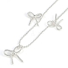 Brass Bowknot Bib Ball Chain Necklaces for Women NJEW-K386-01P-2