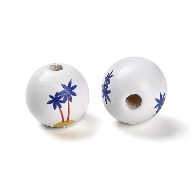 Natural Wood European Beads WOOD-S059-01G-1