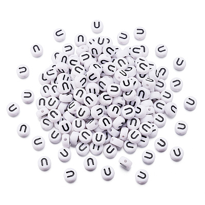 500Pcs Acrylic Horizontal Hole Letter Beads OACR-YS0001-03U-1