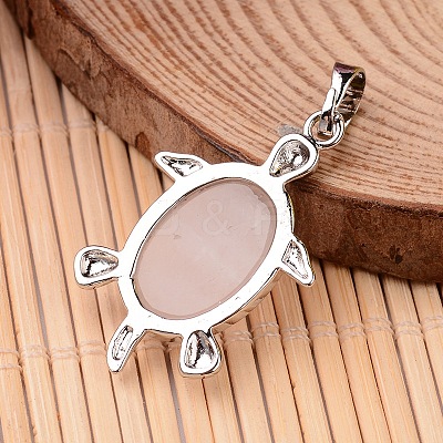 Tortoise Platinum Tone Brass Rose Quartz Pendants G-F265-01J-1