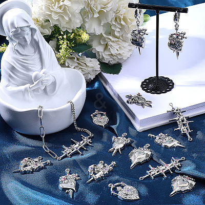 24Pcs 12 Styles Alloy Rhinestone Connector Charms FIND-SC0022-21A-1
