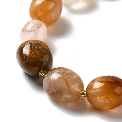 Natural Yellow Hematoid Quartz/Golden Healer Quartz Beads Strands G-B028-B08-1
