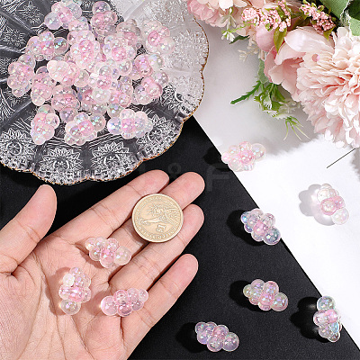 35Pcs UV Plating Rainbow Iridescent Acrylic Beads PACR-PA0001-23A-1