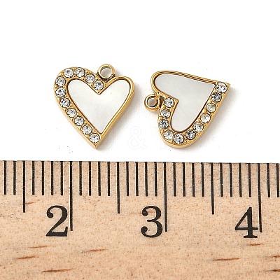 304 Stainless Steel Rhinestone Shell Pendants Ion Plating(IP) STAS-V015-19G-1