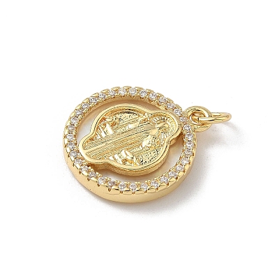 Brass Micro Pave Cubic Zirconia with Shell Pendants KK-Z115-04G-01-1