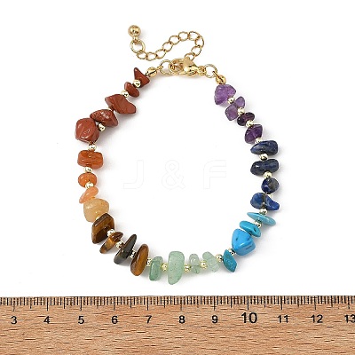 7 Chakra Gemstone Chip Beaded Bracelets BJEW-JB14189-1