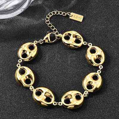 304 Stainless Steel Link Bracelets for Women BJEW-P354-05G-1