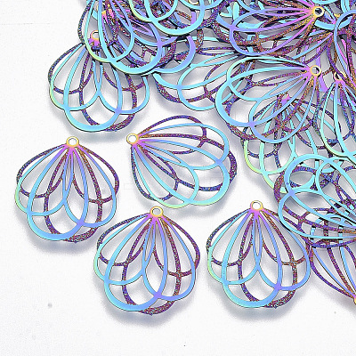 Ion Plating(IP) 304 Stainless Steel Filigree Pendants STAS-YW0002-38-1