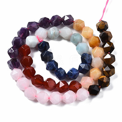 Chakra Theme Natural Tiger Eye & Rose Quartz & Amethyst & Topaz Jade & Red Agate & Amazonite & Sodalite Beads Strands X1-G-S376-002B-1