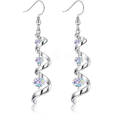 Spiral Ribbon Alloy Crystal Rhinestone Dangle Earrings FS-WGD182D-01-1