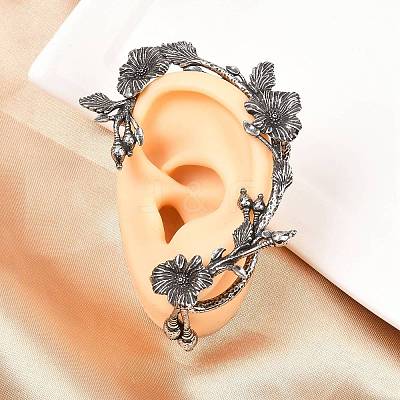 316 Surgical Stainless Flower Cuff Earrings EJEW-C160-05A-1