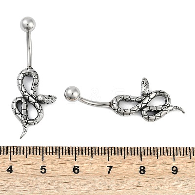 Snake 316 Surgical Stainless Steel Belly Button Rings EJEW-G416-18C-AS-1