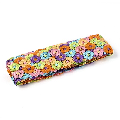 5 Petals Flower Polyester Lace Trims OCOR-H109-01-1
