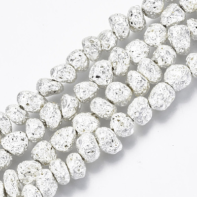 Electroplated Natural Lava Rock Beads Strands G-S352-29S-1