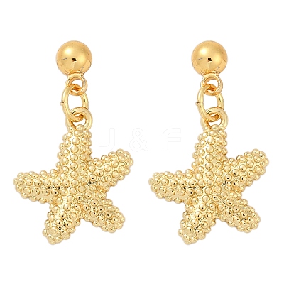 Shell Shape & Starfish & Dolphin & Fish Brass Dangle Stud Earrings EJEW-Z115-02G-1