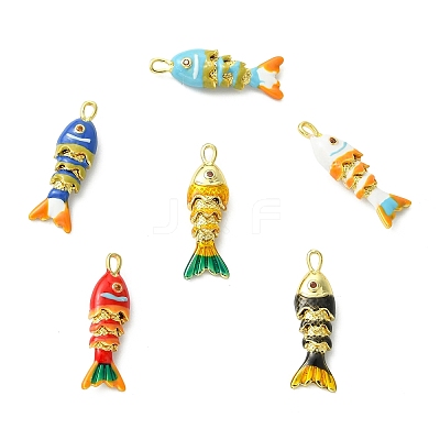 6Pcs 6 Colors Rack Plating Brass Pendants KK-CJ0005-78-1