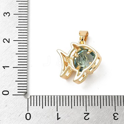 Brass Micro Pave Cubic Zirconia Fish Charms KK-Z136-49G-03-1
