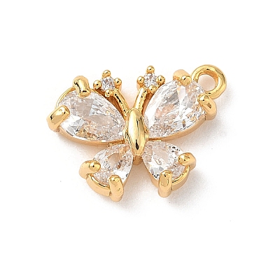 Brass Micro Pave Clear Cubic Zirconia Charms KK-D504-22A-G-1