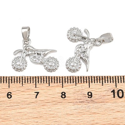 Brass Micro Pave Clear Cubic Zirconia Pendants CU-CBABDE1-04P-1