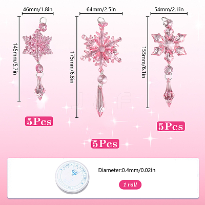 Acrylic Snowflake Pendant Decorations HJEW-SP0001-04B-1