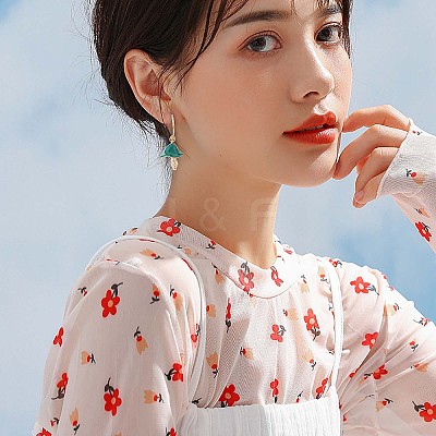 Enamel Mushroom Dangle Stud Earrings JE987B-1