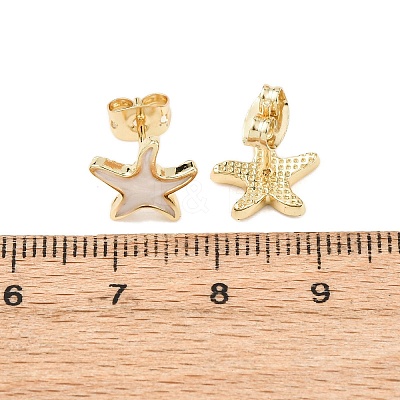 Brass Enamel Stud Earrings LS-EJEW-B152-01G-05-1