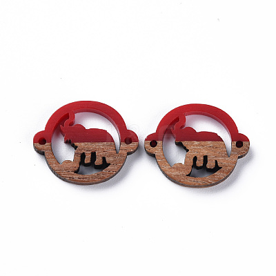Opaque Resin & Walnut Wood Links Connectors RESI-T035-54-1