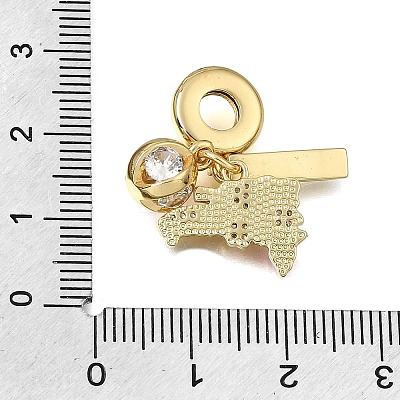 Brass Micro Pave Clear Cubic Zirconia and Enamel European Dangle Charms CU-CBAA556-02A-1