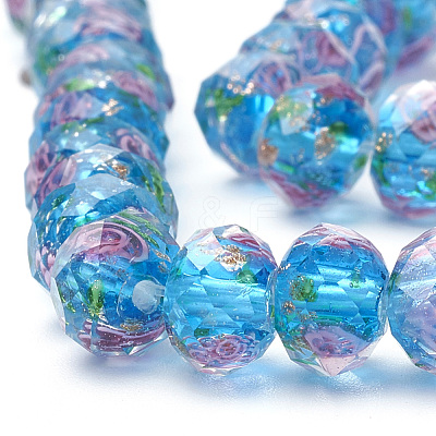 Handmade Gold Sand Lampwork Beads Strands LAMP-R141-12mm-04-1
