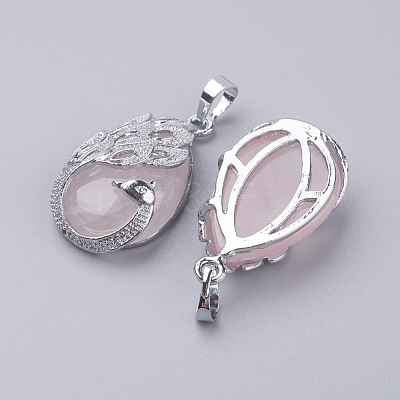 Natural Rose Quartz Pendants G-E442-04X-1