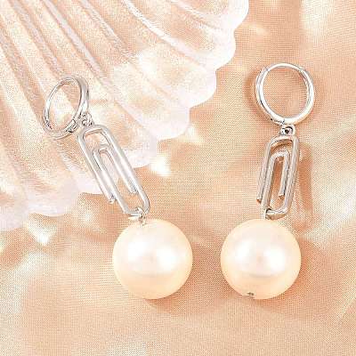 Paperclip with Round Brass Hoop Earrings EJEW-Z164-12P-1