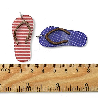 Flip Flop Transparent Acrylic with Poplar Wood Pendants FIND-G069-01-1