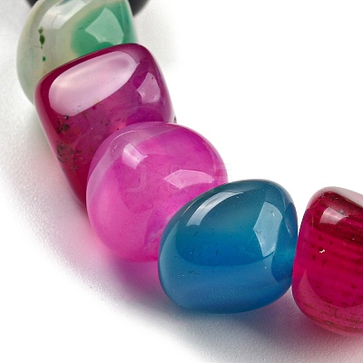 Dyed & Heated Natural Agate Nugget Beaded Stretch Bracelets LS-BJEW-H238-01A-1