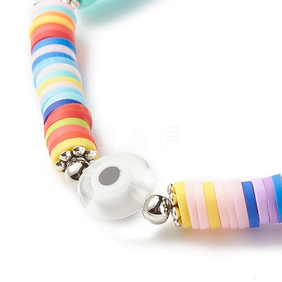 Handmade Polymer Clay Heishi Beads Stretch Bracelet BJEW-JB07372-03-1